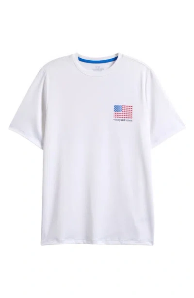 Vineyard Vines Kids' American Flag Performance Graphic T-shirt In White Cap