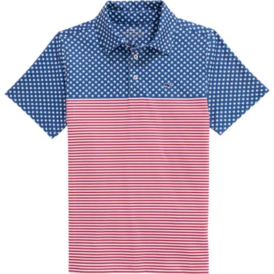 Vineyard Vines Kids' Americana Stripe Sankaty Performance Polo In Multi