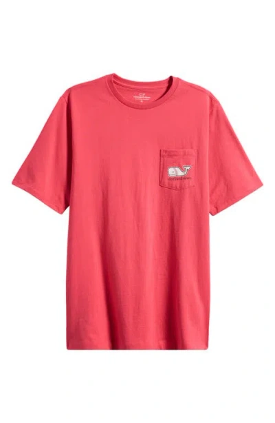 Vineyard Vines Kids' Baseball Whale Long Sleeve Pocket Graphic T-shirt In Sailors Red