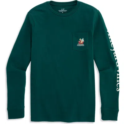 Vineyard Vines Kids' Big Dog Small Sleigh Long Sleeve Graphic Tee In Charleston Green