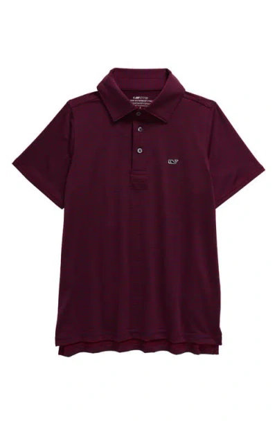 Vineyard Vines Kids' Bradley Stripe Stretch Polo In Crimson/nauticalnavy