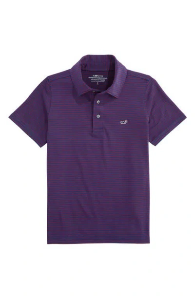 Vineyard Vines Kids' Bradley Stripe Stretch Polo In Purple