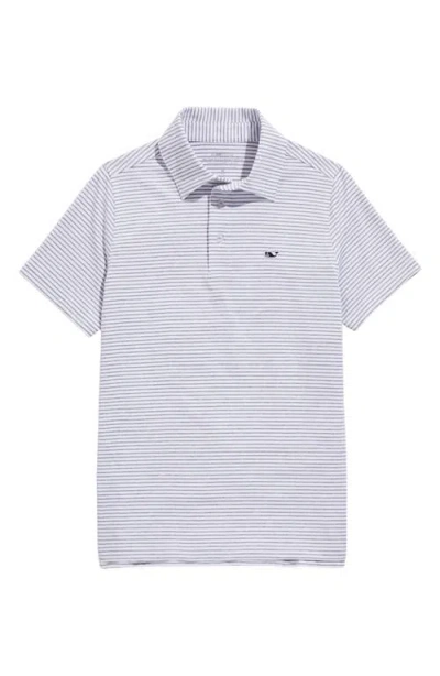 Vineyard Vines Kids' Bradley Stripe Stretch Polo In White