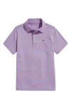 Vineyard Vines Kids' Bradley Stripe Stretch Polo In Ocean Breeze/neon Rosa