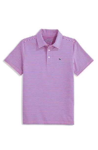 Vineyard Vines Kids' Bradley Stripe Stretch Polo In Purple