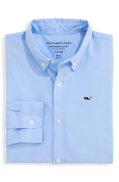 Vineyard Vines Kids' Breakwater Solid Performance Shirt In A312 Ocean