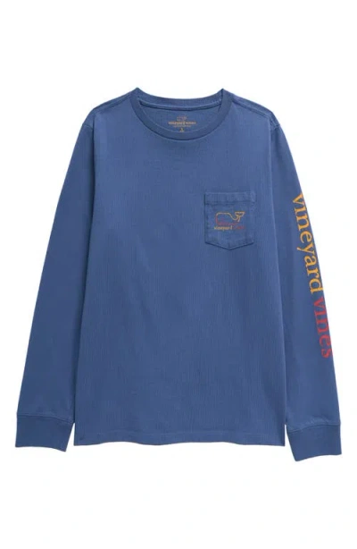 Vineyard Vines Kids' Burgee Pocket Long Sleeve Graphic T-shirt In Moonshine