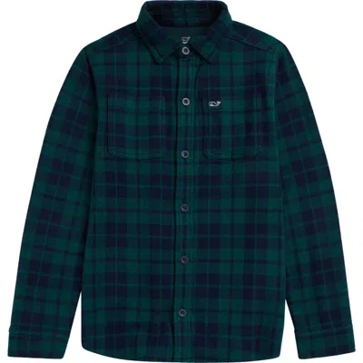 Vineyard Vines Kids' Calmwater Shacket In Chs Green Plaid