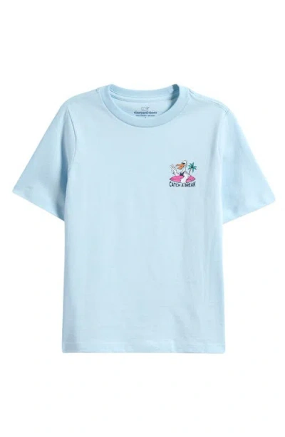 Vineyard Vines Kids' Catch A Break Cotton Graphic T-shirt In Pale Sky