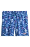 Vineyard Vines Kids' Chappy Beach Print Swim Trunks In Blue