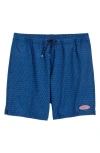 Vineyard Vines Kids' Chappy Beach Print Swim Trunks In Nautical Navy Puzzle