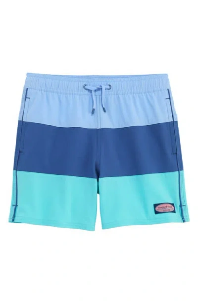 Vineyard Vines Kids' Chappy Colorblock Swim Trunks In Blue