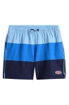 Vineyard Vines Kids' Chappy Colorblock Swim Trunks In Jake Blue