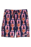 Vineyard Vines Kids' Chappy Crab Print Swim Trunks In Indgo Lobsters Navy