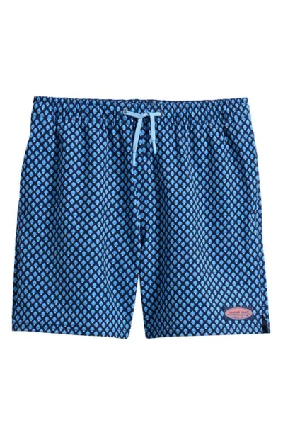 Vineyard Vines Kids' Chappy Beach Print Swim Trunks In Shells Navy