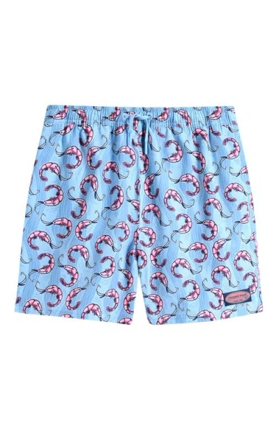 Vineyard Vines Kids' Chappy Beach Print Swim Trunks In Shrimp Toss Jake