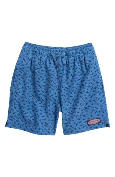 Vineyard Vines Kids' Chappy Beach Print Swim Trunks In Seaplane Moonshine