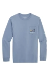 Vineyard Vines Kids' Chilly Peppers Long Sleeve Cotton Graphic Pocket T-shirt In Blue