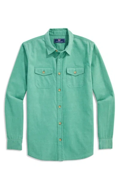 Vineyard Vines Kids' Cotton Corduroy Button-up Shirt In Sage