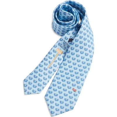 Vineyard Vines Kids' Crab Print Silk Tie In Blue