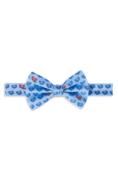 Vineyard Vines Kids' Crabs Print Silk Bow Tie In Blue