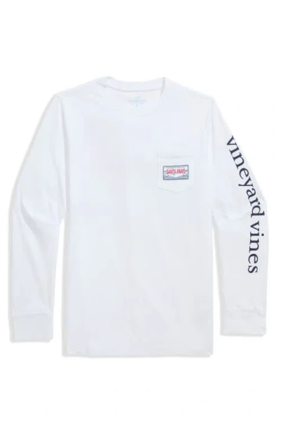 Vineyard Vines Kids' Dog Flying Presents Long Sleeve Cotton T-shirt In White