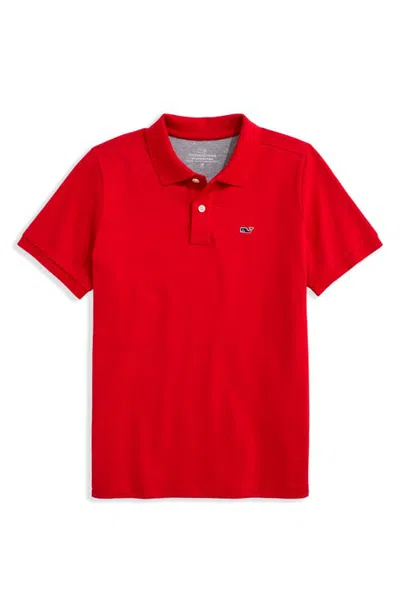 Vineyard Vines Kids' Edgartown Piqué Performance Polo In Red Velvet - Solid