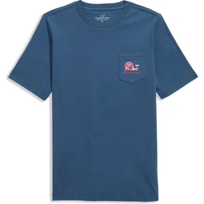 Vineyard Vines Kids' Fantasy Football Cotton Graphic Pocket T-shirt In Blue