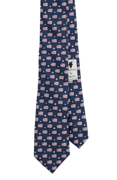 Vineyard Vines Kids' Flags & Stars Silk Tie In Blue