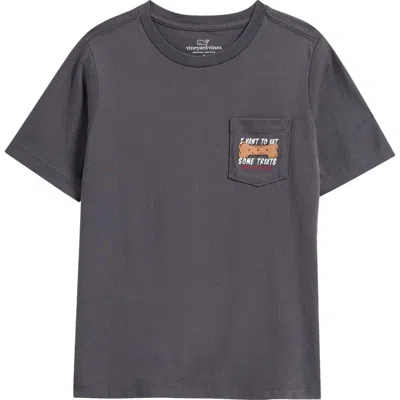 Vineyard Vines Kids' Glow Eat Some Treats Cotton Graphic Pocket T-shirt In Gray