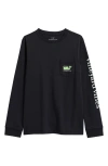 Vineyard Vines Kids' Glow Franken-whale Long Sleeve Cotton T-shirt In Black