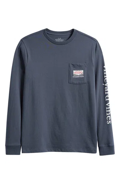 Vineyard Vines Kids' Ho Ho Drive Long Sleeve Graphic Tee In Ash Gray