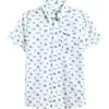 Vineyard Vines Kids' Island Print Short Sleeve Cotton Button-up Shirt In White Cap