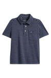 Vineyard Vines Kids' Island Stripe Pocket Polo In Blue