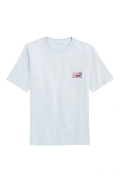 Vineyard Vines Kids' Leaf Pile Whale Pocket Graphic T-shirt In Blue
