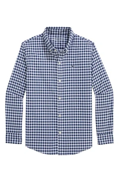 Vineyard Vines Kids' Mainsail Check Featherweight Performance Button-down Shirt In Blue Blzer Plaid_30