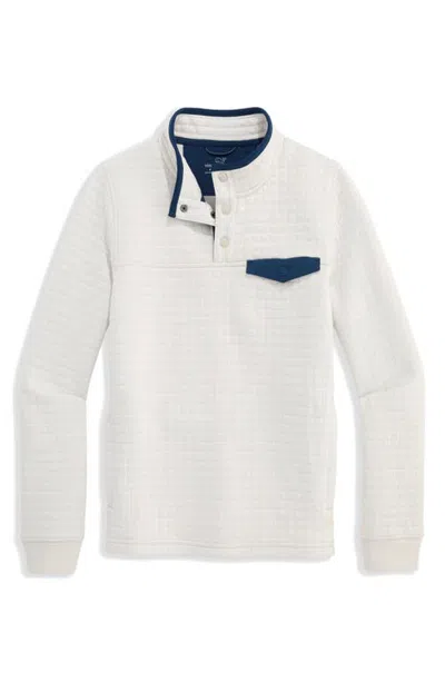 Vineyard Vines Kids' Navigator Quilted Quarter Snap Pullover In 274 Stone