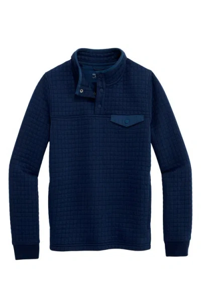 Vineyard Vines Kids' Navigator Quilted Quarter-snap Pullover In Blue