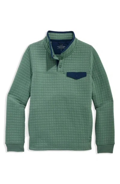 Vineyard Vines Kids' Navigator Quilted Quarter-snap Pullover In Green