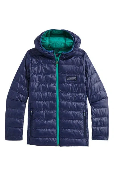 Vineyard Vines Kids' Packable Recycled Nylon Puffer Jacket In Nautical Navy