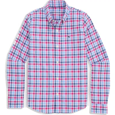 Vineyard Vines Kids' Performance Button-down Shirt In Blue