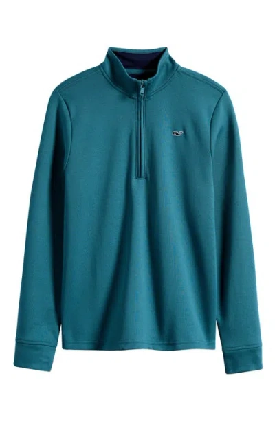 Vineyard Vines Kids' Pima Cotton Quarter Zip Pullover (nordstrom Exclusive) In Blue