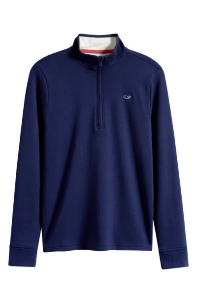 Vineyard Vines Kids' Pima Cotton Quarter Zip Pullover (nordstrom Exclusive) In Blue