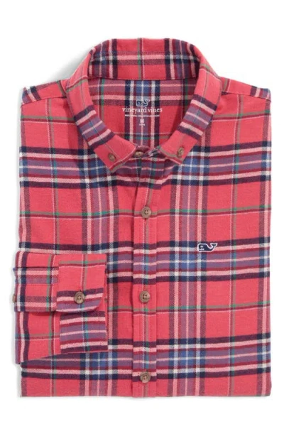 Vineyard Vines Kids' Plaid Cotton Flannel Button-down Shirt In Crab Shell Plaid