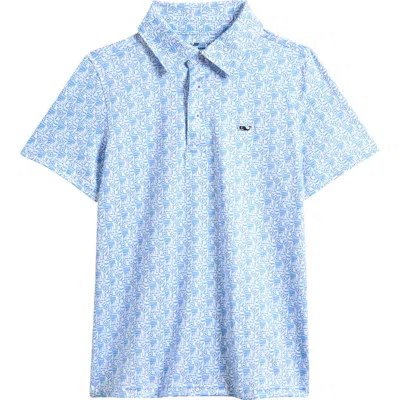 Vineyard Vines Kids' Print Polo In Blue