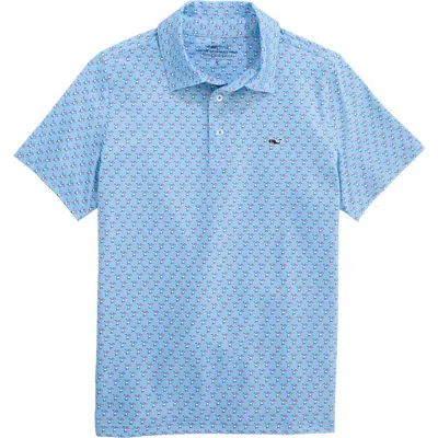 Vineyard Vines Kids' Print Polo In Blue