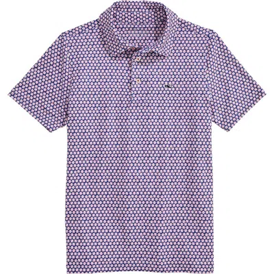 Vineyard Vines Kids' Print Polo In Purple