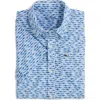 Vineyard Vines Kids' Print Short Sleeve Cotton Button-up Shirt In Blue
