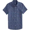 Vineyard Vines Kids' Print Short Sleeve Cotton Button-up Shirt In Blue