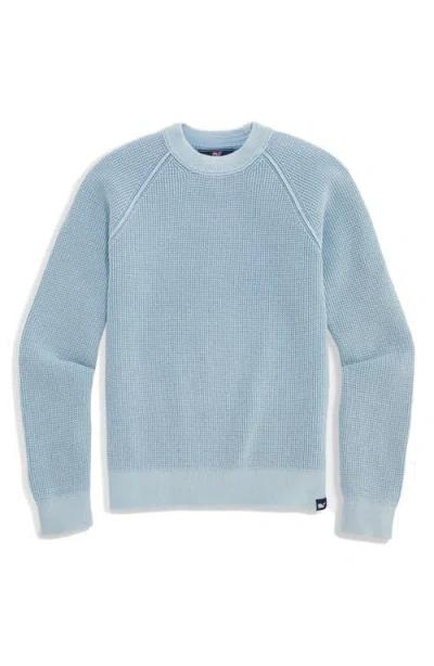 Vineyard Vines Kids' Raglan Sleeve Cotton Waffle Sweater In Blue